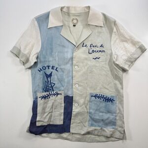 TOMBOLO x Hotel Magique Fishing Lines Cabana Thick Linen Shirt Unisex Small Rare